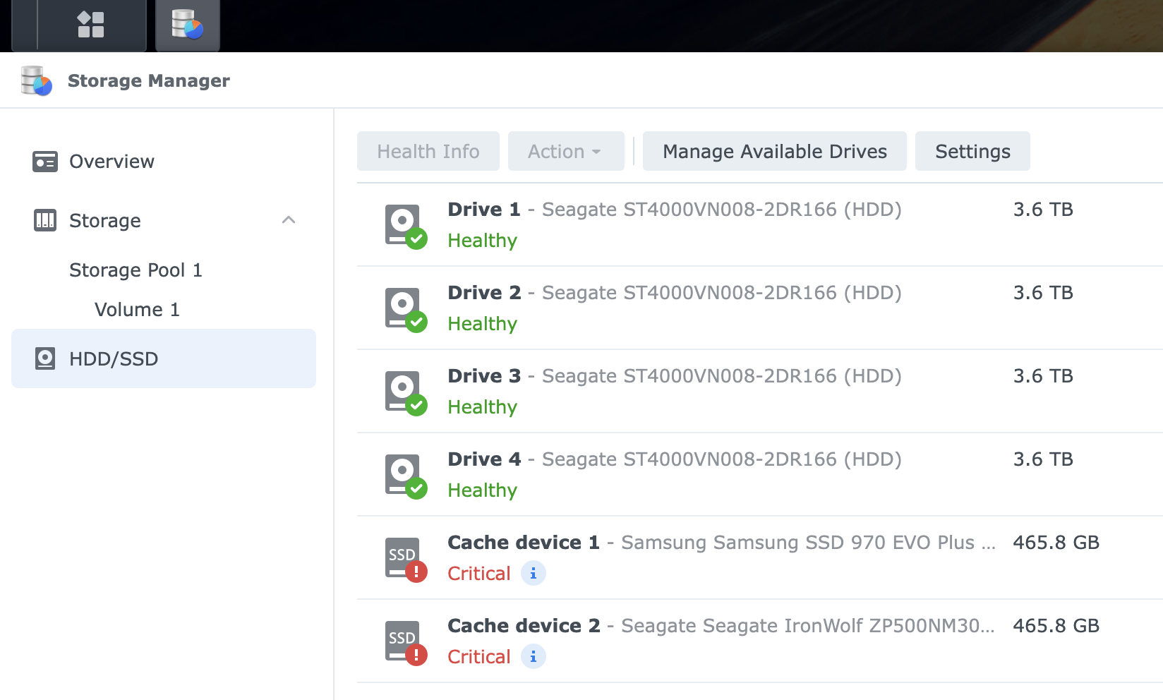 Synology DSM storage overview: the “boring” foundation that keeps everything running.